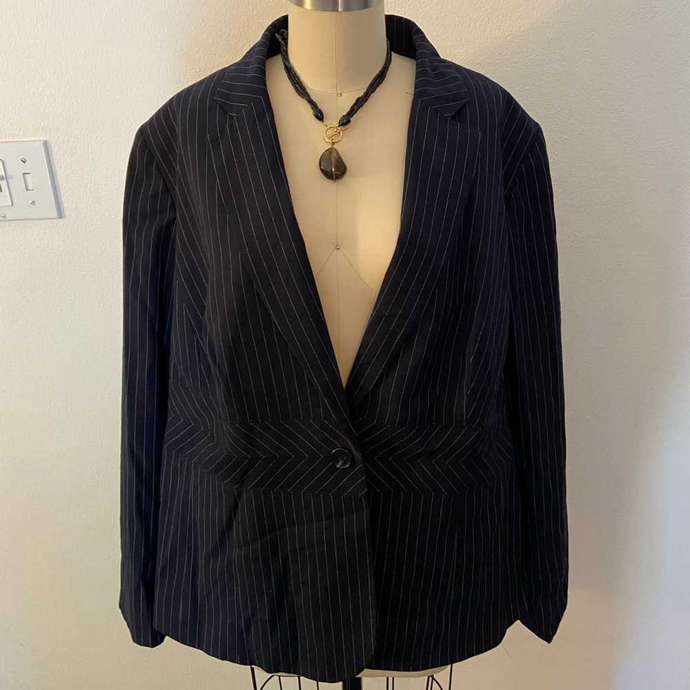 NEW Jones New York Collection Navy/White Pinstripe  Blazer - Size 18W